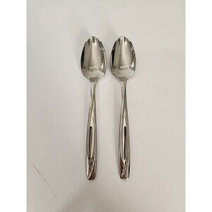 2 VTG ROGERS CUTLERY CO LAWNCREST STAINLESS STEEL USA SERRATED FRUIT SPOONS MCM